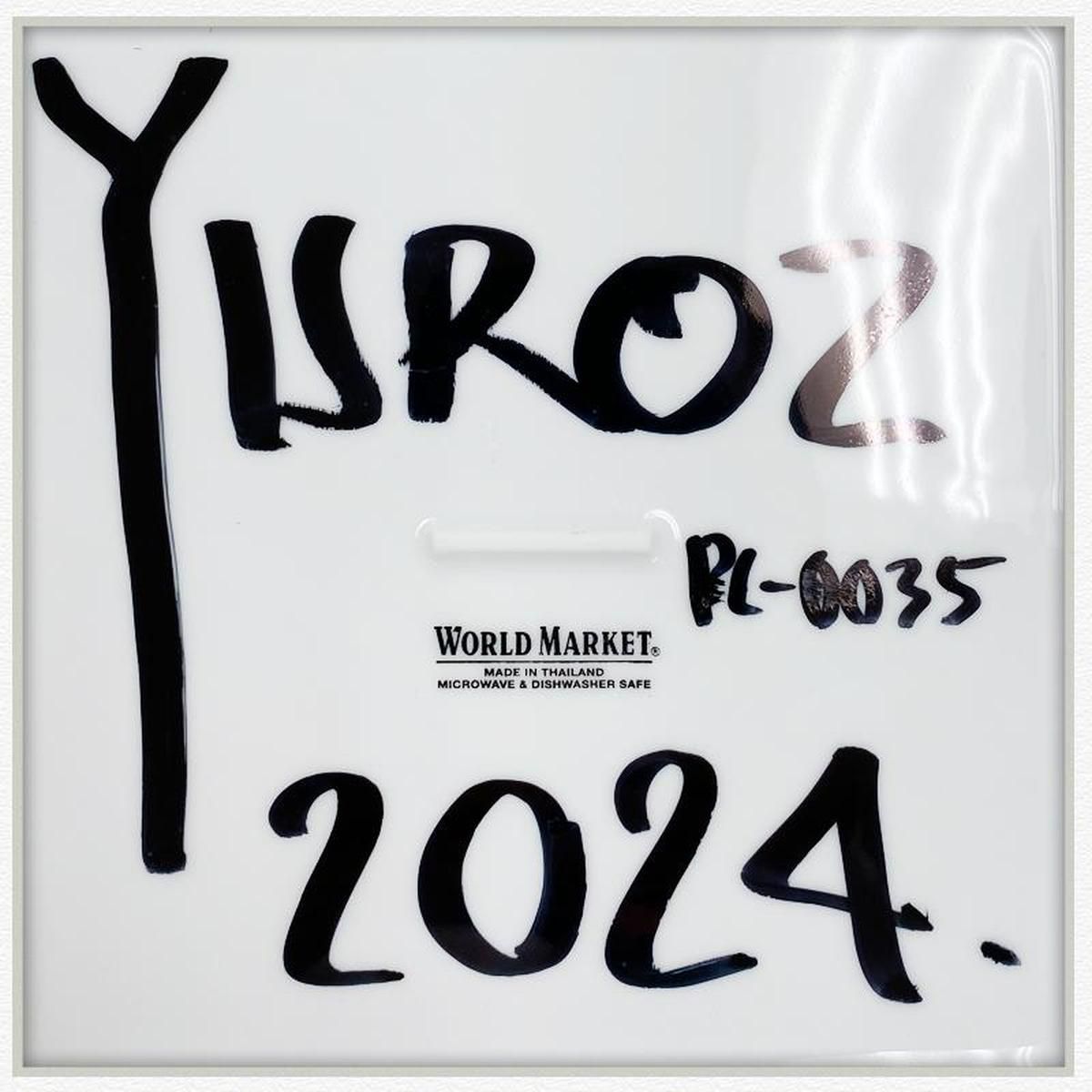 Yuroz, Framed Hand Painted Ceramic Plate, Hand Signed with Letter of Authenticity.