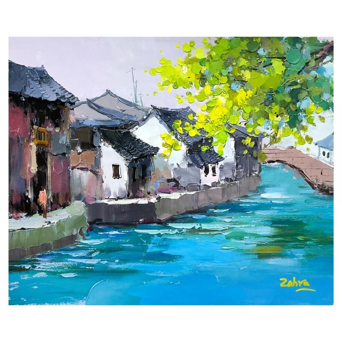 Zahra, Original Acrylic Painting on Canvas (20" x 24"), Hand Signed with Letter of Authenticity