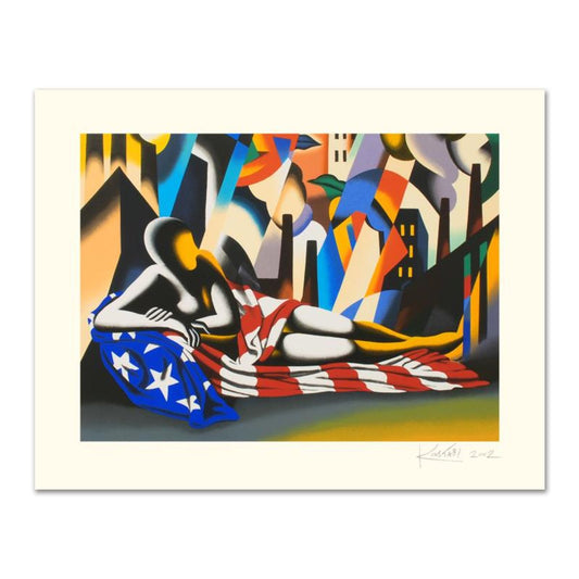 Mark Kostabi, "America" Limited Edition Serigraph, Numbered and Hand Signed with Certificate.