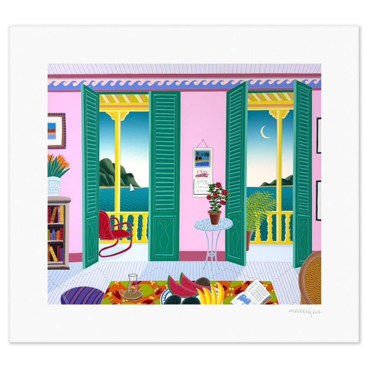Thomas Mcknight, "St. Lucia (Caribbean Daydreams)" Limited Edition Serigraph, Numbered and Hand Signed with Letter of Authenticity.