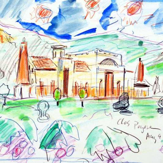 Wayne Ensrud "Clos Pegase, Napa Valley" Mixed Media Original Artwork; Hand Signed; COA