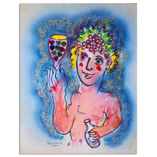 Wayne Ensrud "Luminous Bacchus" Mixed Media Original Artwork with COA.