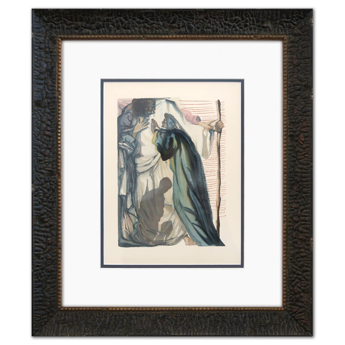 Salvador Dali- Original Color Woodcut on B.F.K. Rives Paper "Purgatory 14"