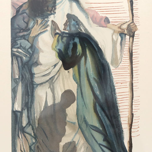 Salvador Dali- Original Color Woodcut on B.F.K. Rives Paper "Purgatory 14"