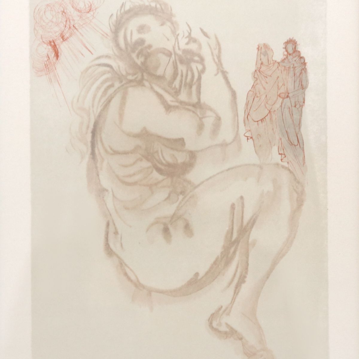 Salvador Dali- Original Color Woodcut on B.F.K. Rives Paper "Purgatory 19"