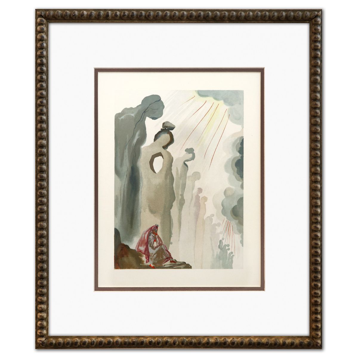 Salvador Dali- Original Color Woodcut on B.F.K. Rives Paper "Purgatory 13"