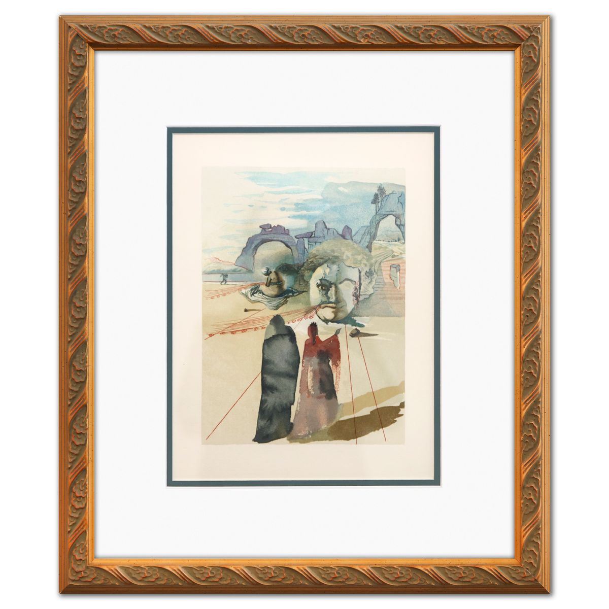 Salvador Dali- Original Color Woodcut on B.F.K. Rives Paper "Purgatory 20"