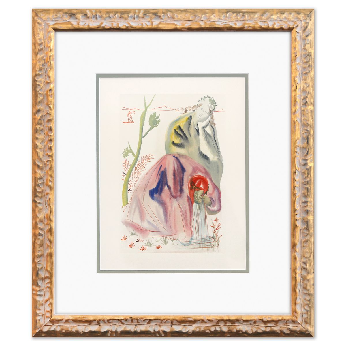 Salvador Dali- Original Color Woodcut on B.F.K. Rives Paper "Purgatory 22"