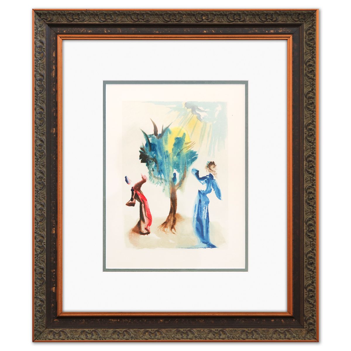 Salvador Dali- Original Color Woodcut on B.F.K. Rives Paper "Purgatory 24"