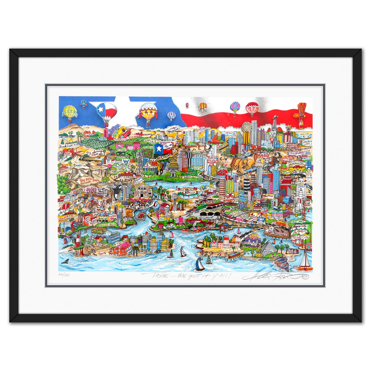 Charles Fazzino- 3D Construction Silkscreen Serigraph "Texas... We Got it Yall"