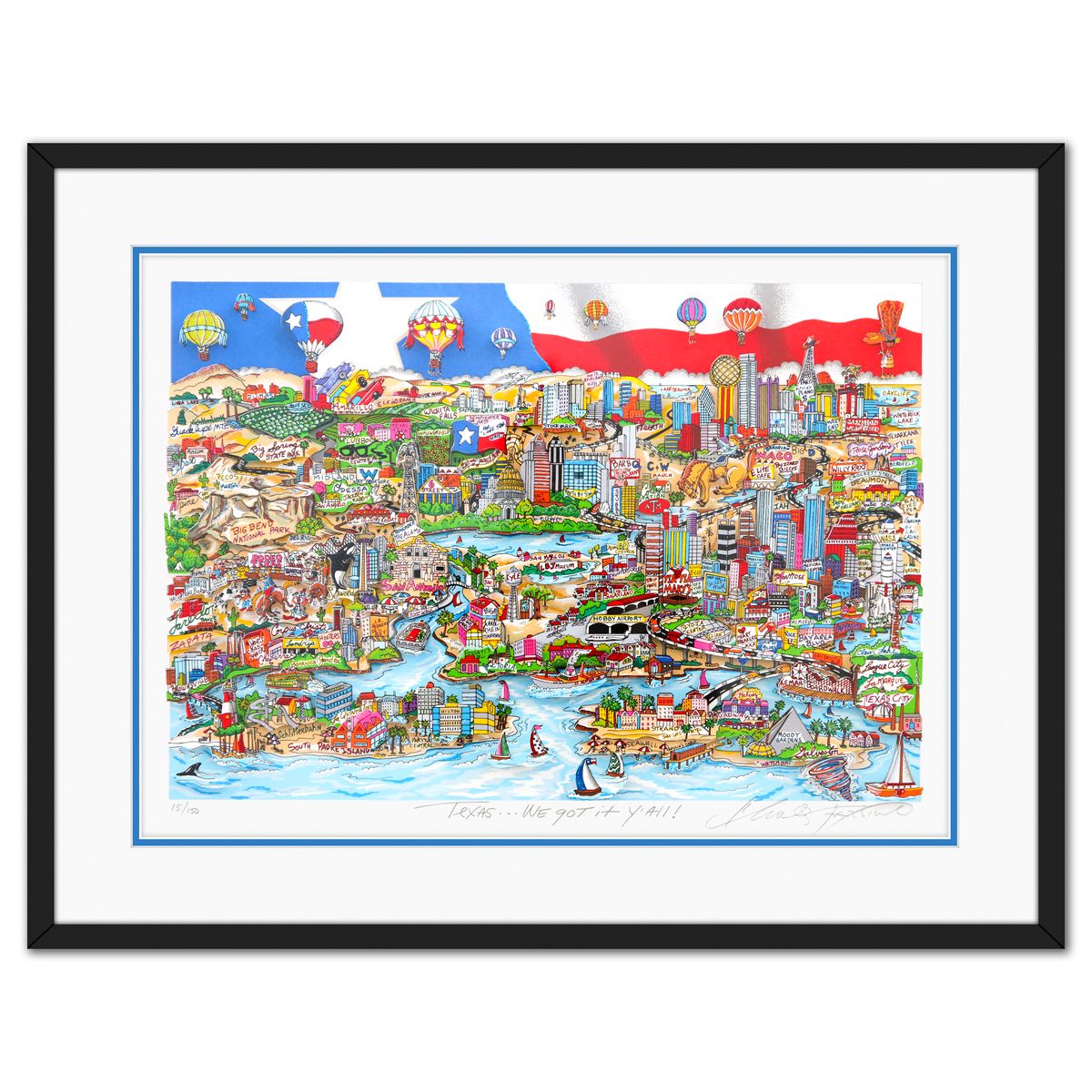 Charles Fazzino- 3D Construction Silkscreen Serigraph "Texas... We Got it Yall"