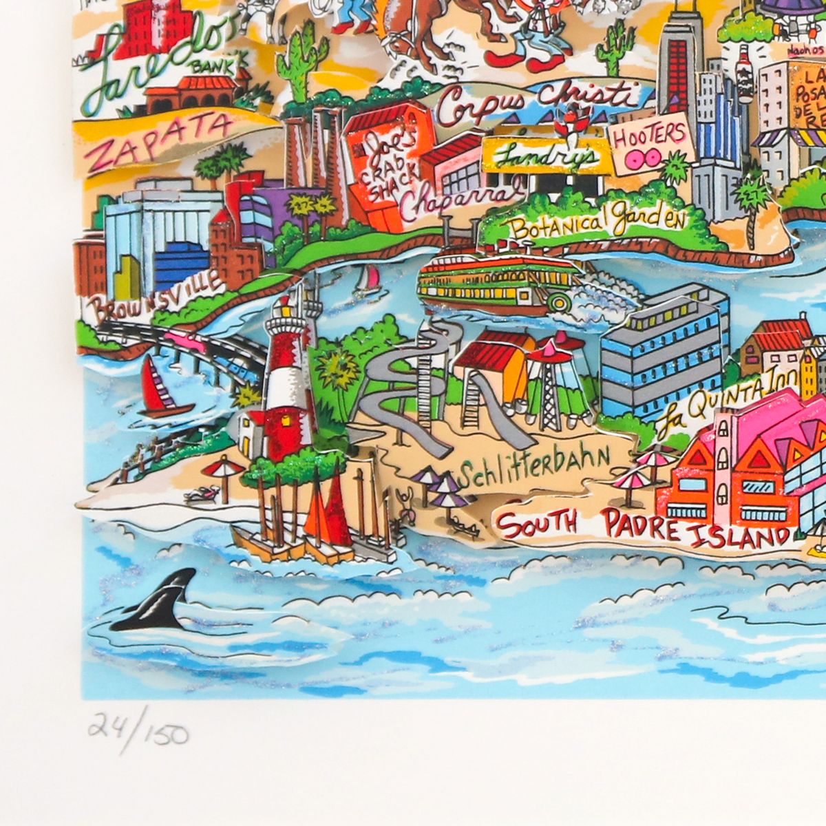 Charles Fazzino- 3D Construction Silkscreen Serigraph "Texas... We Got it Yall"