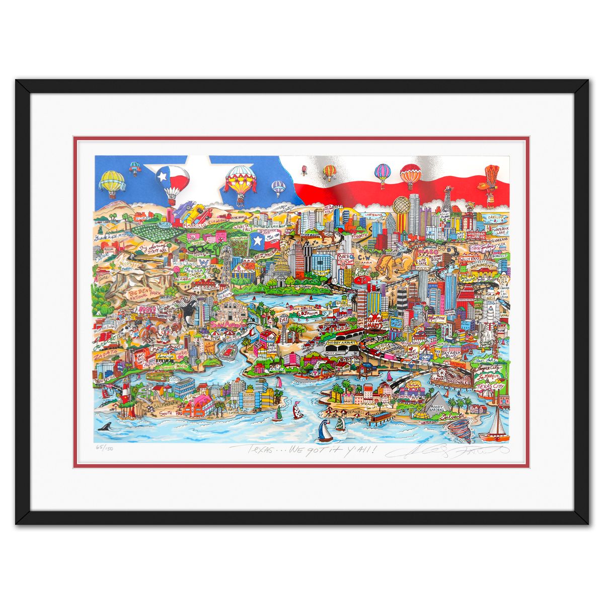 Charles Fazzino- 3D Construction Silkscreen Serigraph "Texas... We Got it Yall"