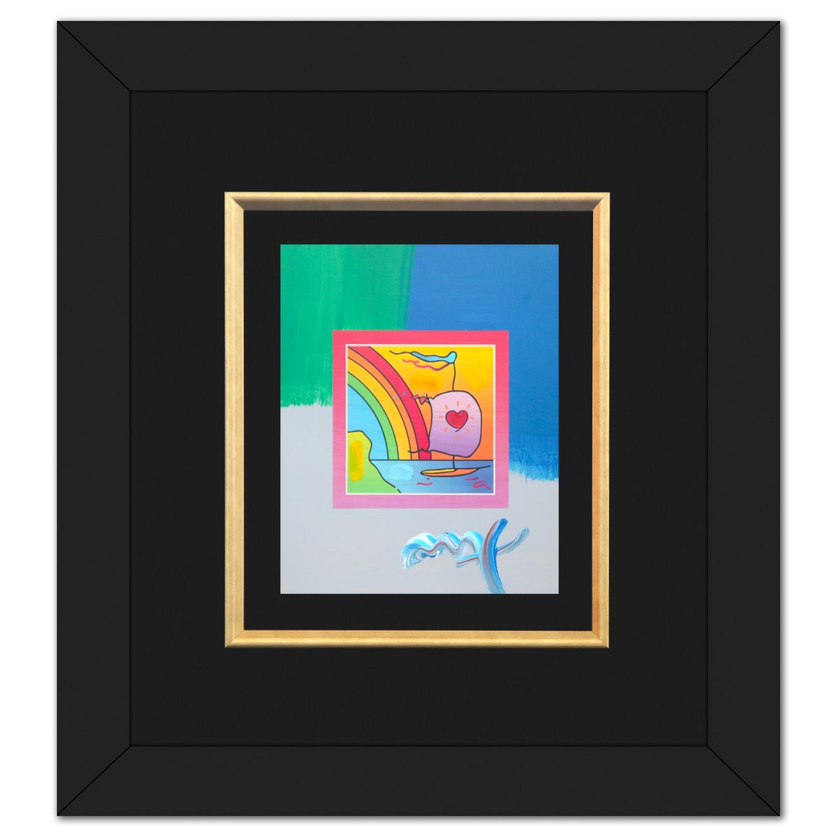 Peter Max- Acrylic Mixed Media "Sailboat with Heart"