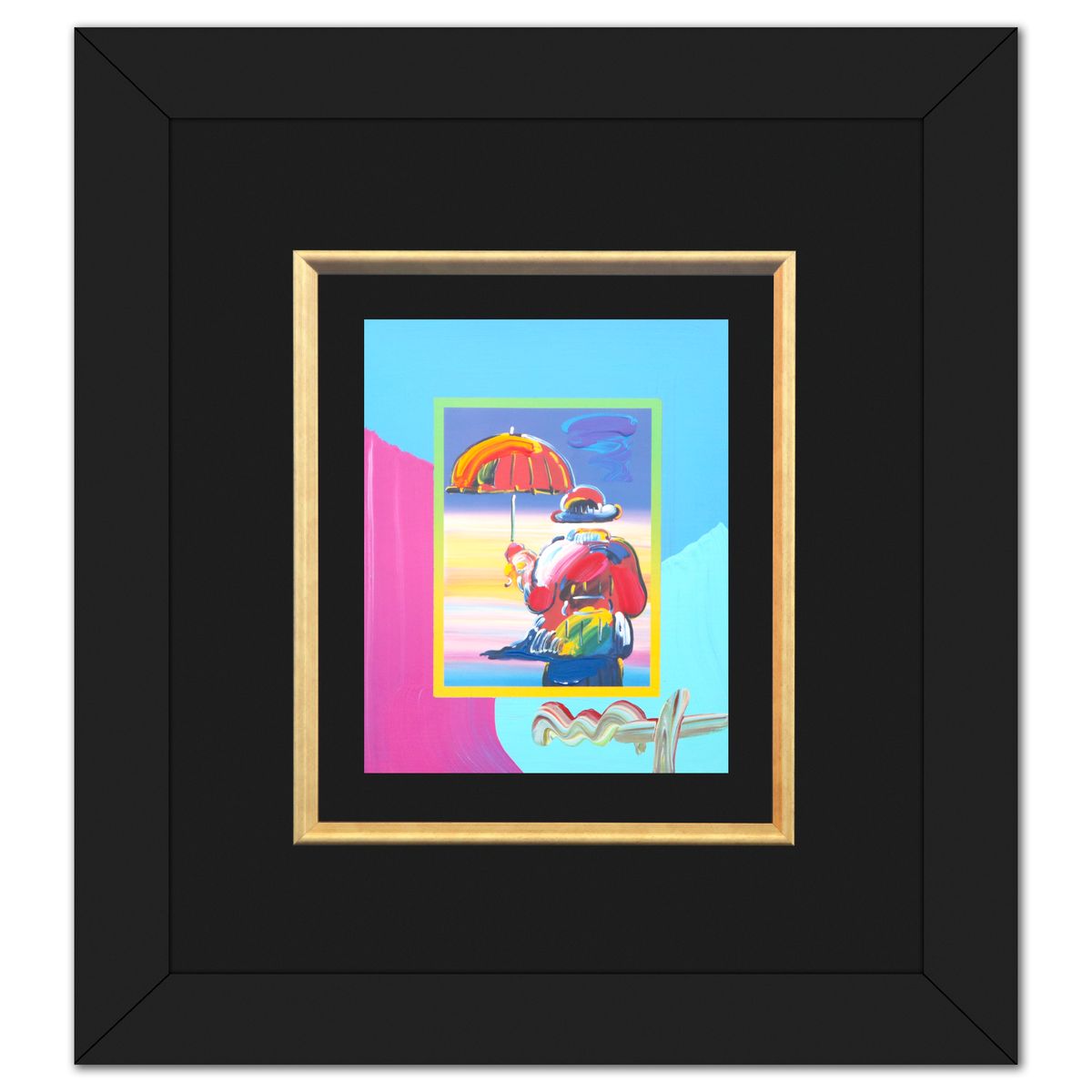 Peter Max- Acrylic Mixed Media "Umbrella Man on Blends"