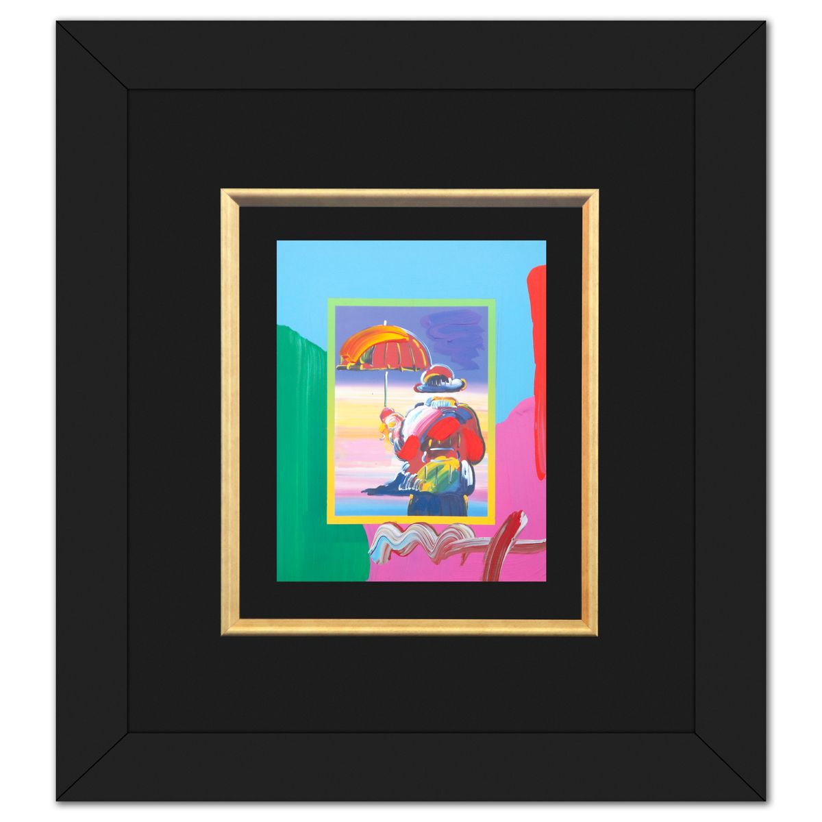 Peter Max- Acrylic Mixed Media "Umbrella Man on Blends"