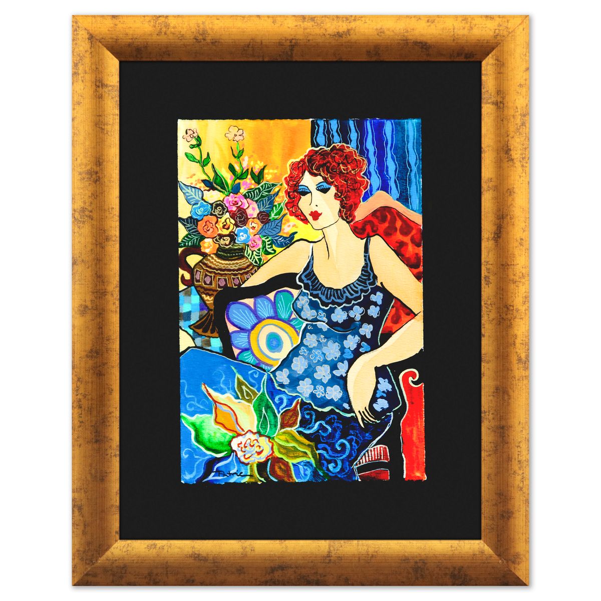 Patricia Govezensky- Original Watercolor "Afternoon with Flowers"