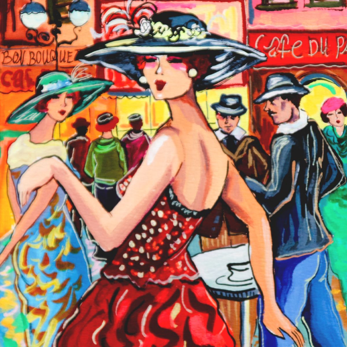 Patricia Govezensky- Original Watercolor "Cafe de la Mode"