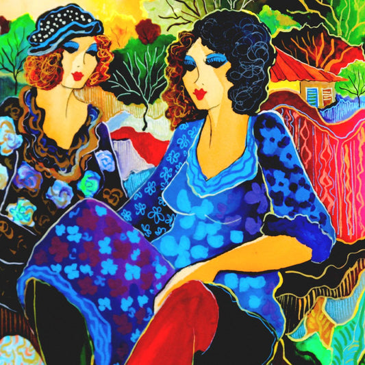 Patricia Govezensky- Original Watercolor "Autumn Conversation"