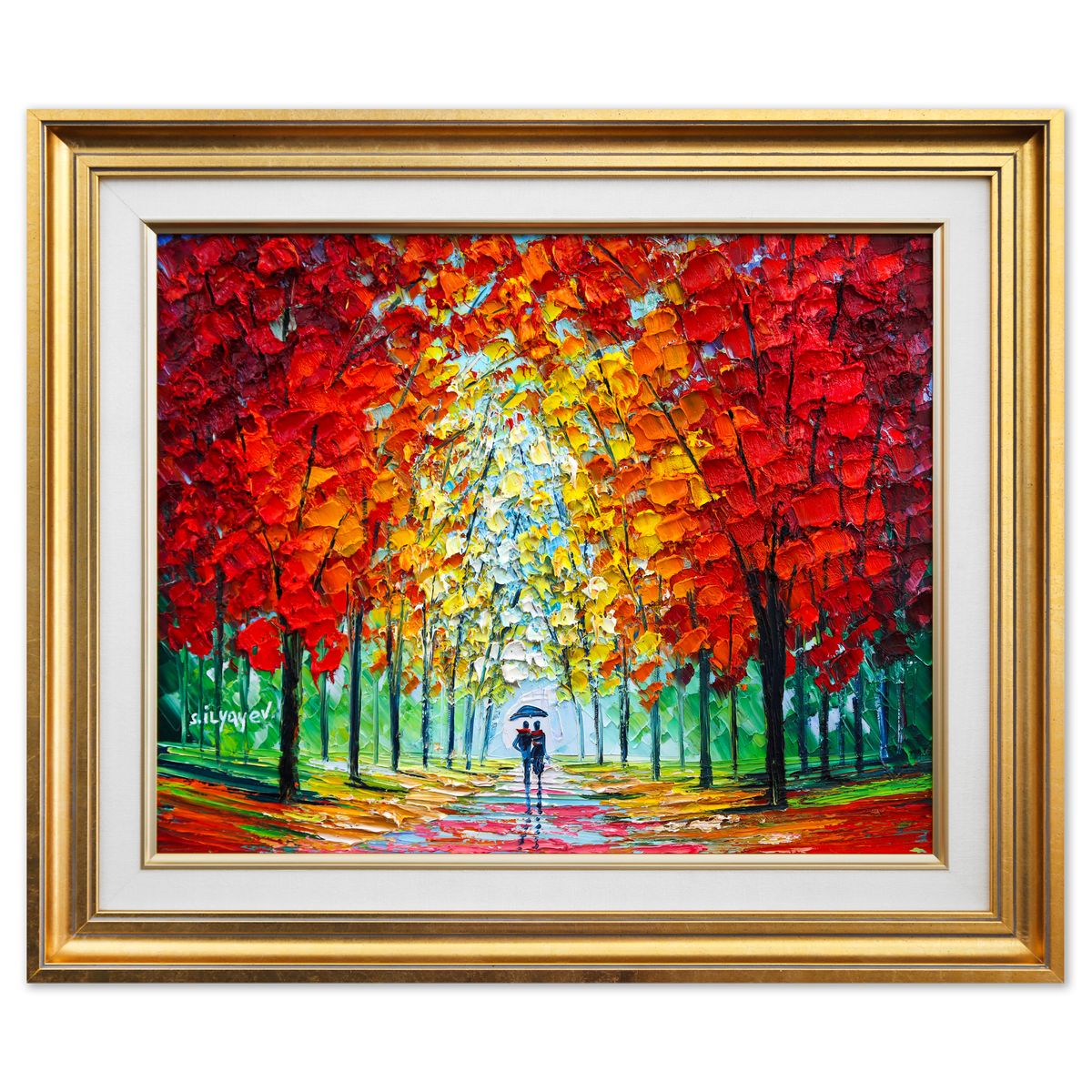 Slava Ilyayev- Original Oil Painting on Canvas "Autumn Path Reflections"
