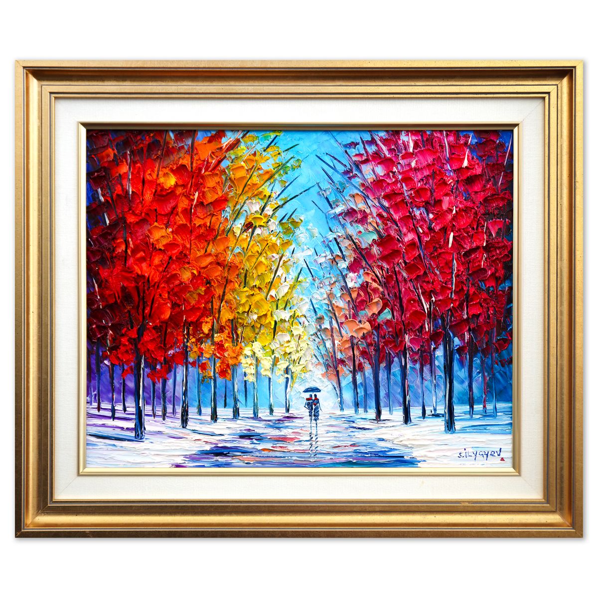 Slava Ilyayev- Original Oil Painting on Canvas "A Walk Through Autumn Light"