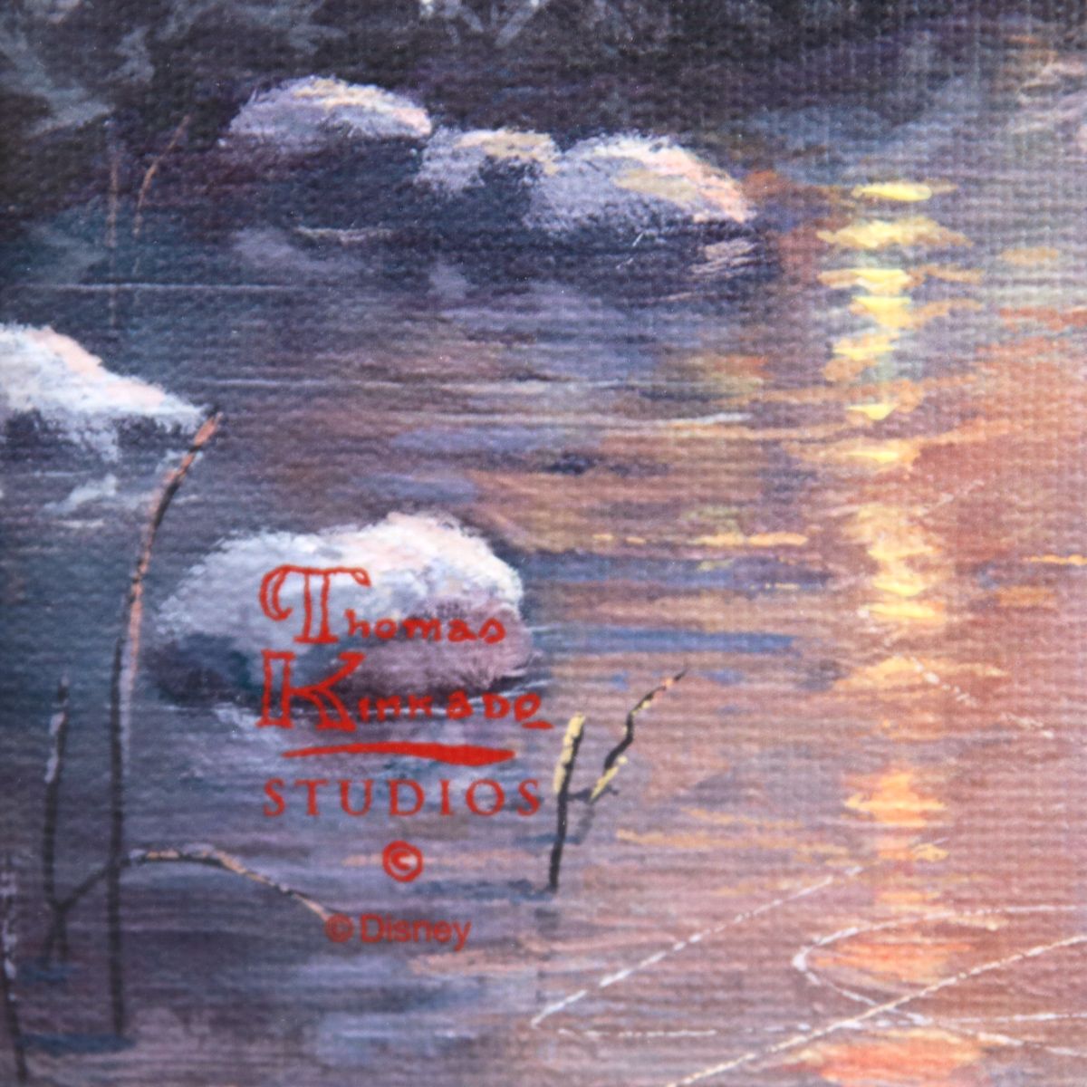 Thomas Kinkade- Hand Embellished Giclee on Canvas "Mickey and Minnie sweetheart Holiday"