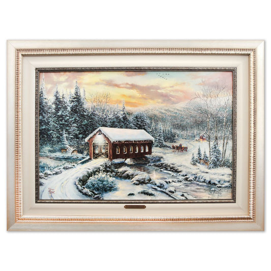 Thomas Kinkade- Hand Embellished Giclee on Canvas "A winters calm"