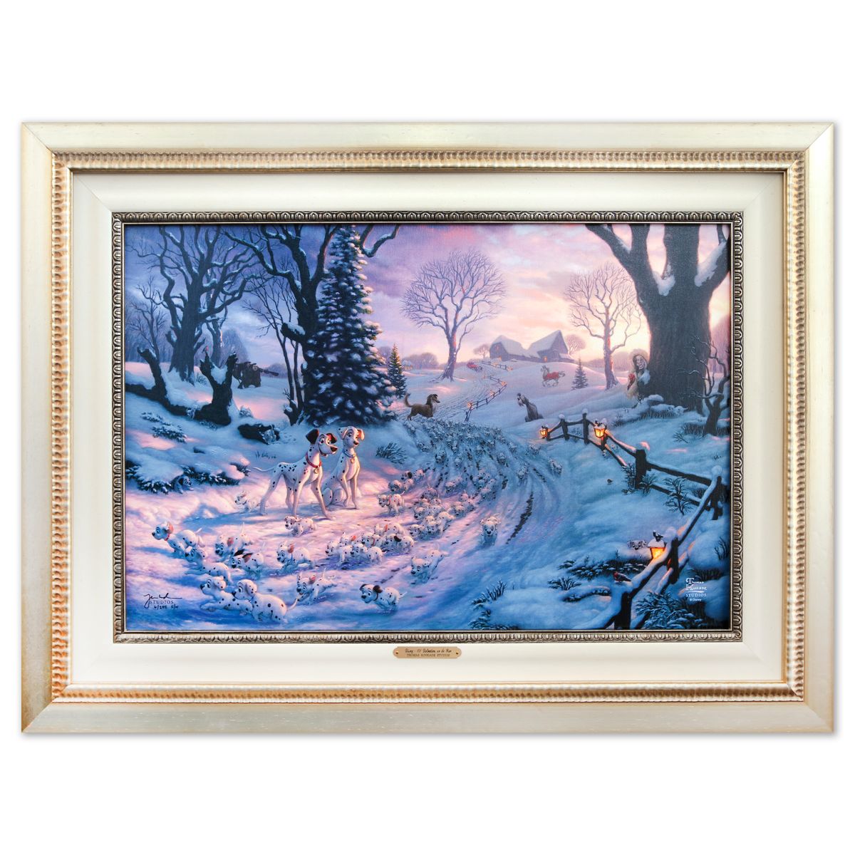 Thomas Kinkade- Hand Embellished Giclee on Canvas "101 Dalmatians on the Run"