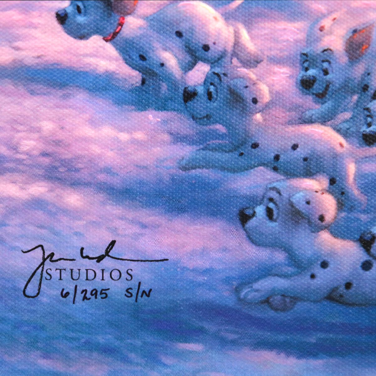 Thomas Kinkade- Hand Embellished Giclee on Canvas "101 Dalmatians on the Run"