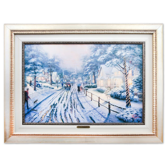 Thomas Kinkade- Hand Embellished Giclee on Canvas "Hometown Christmas Memories"