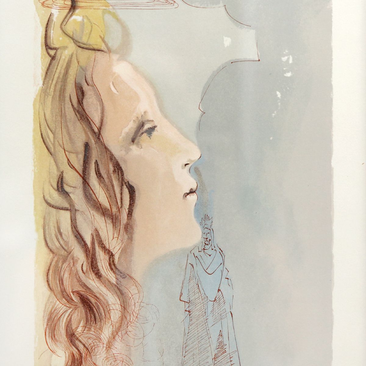 Salvador Dali- Original Color Woodcut on B.F.K. Rives Paper "Paradise 8"