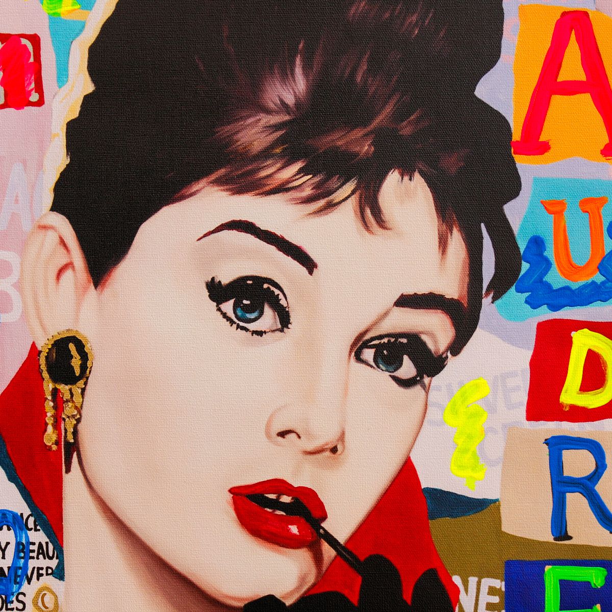 Nastya Rovenskaya- Mixed Media on Canvas "Audrey Hepburn"