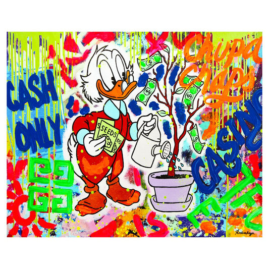 Nastya Rovenskaya- Mixed Media on Canvas "Duck Tales of Love & Loo"