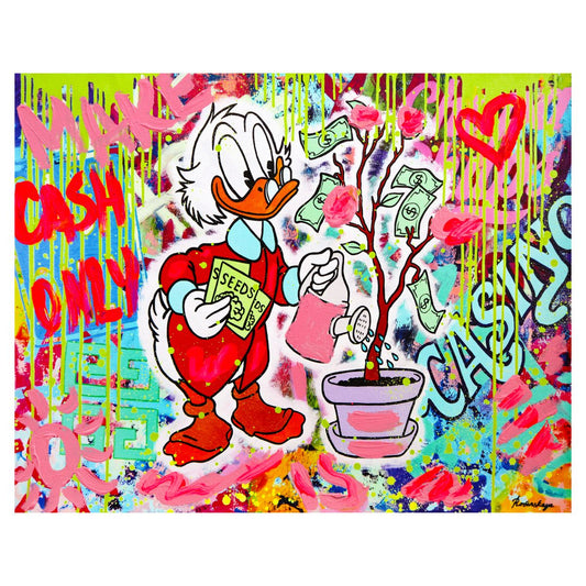 Nastya Rovenskaya- Mixed Media on Canvas "Duck Tales of Love & Loo"