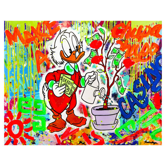 Nastya Rovenskaya- Mixed Media on Canvas "Duck Tales of Love & Loo"