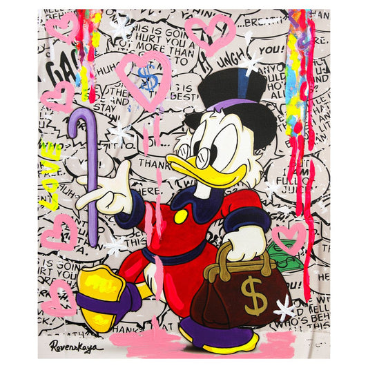 Nastya Rovenskaya- Mixed Media on Canvas "Uncle Scrooge"