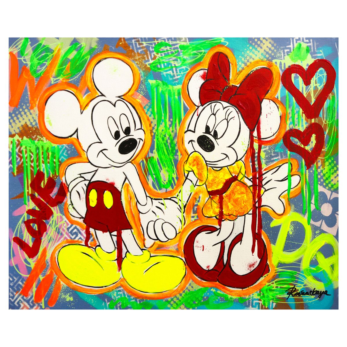 Nastya Rovenskaya- Mixed Media on Canvas "Love in Red"