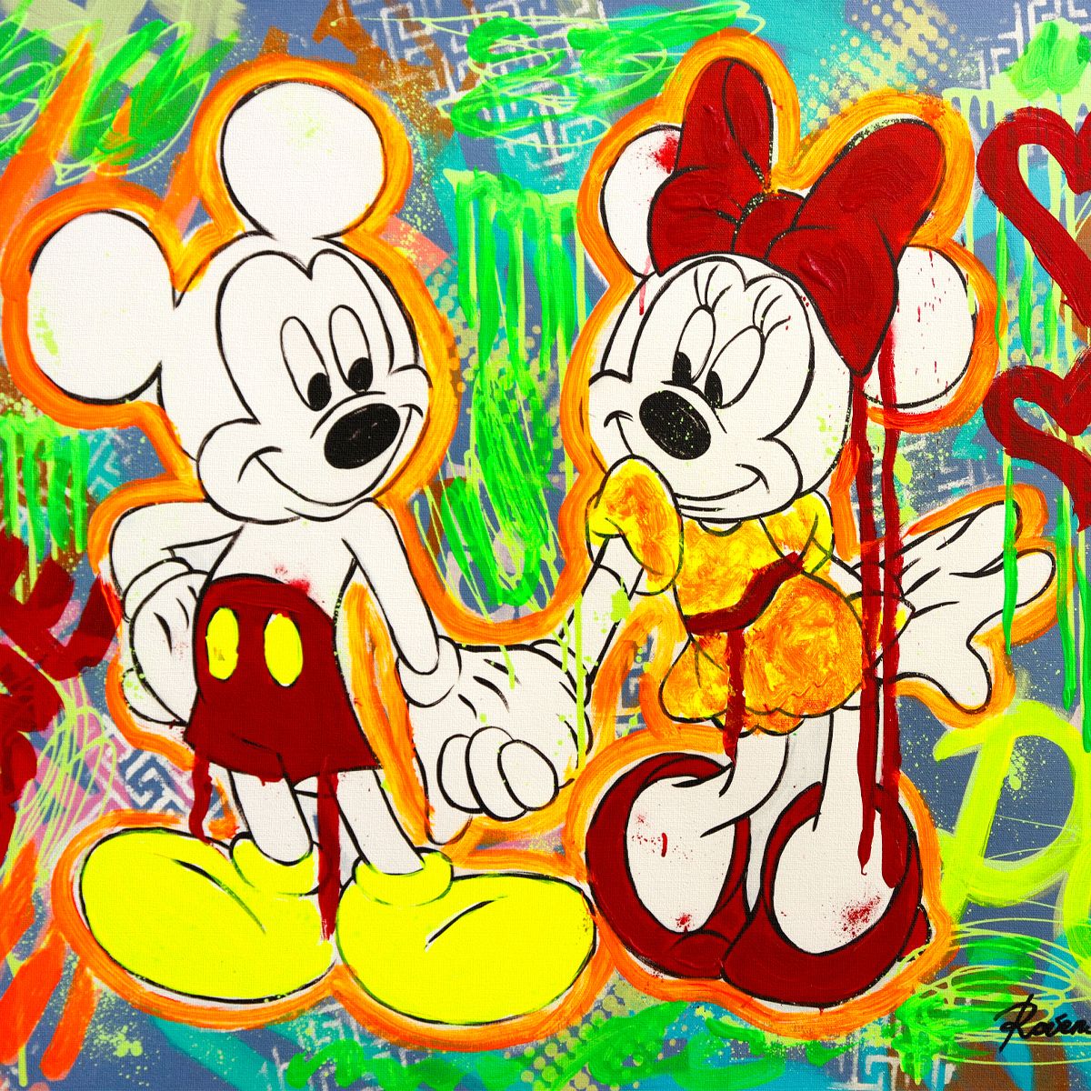 Nastya Rovenskaya- Mixed Media on Canvas "Love in Red"