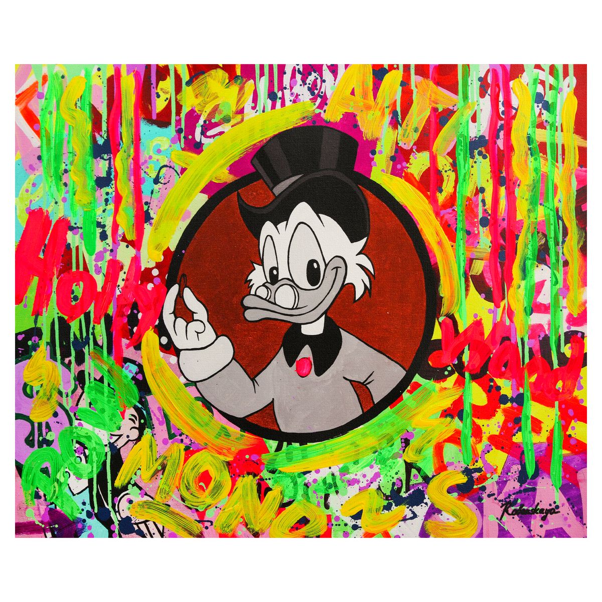 Nastya Rovenskaya- Mixed Media on Canvas "Fifty Cent"