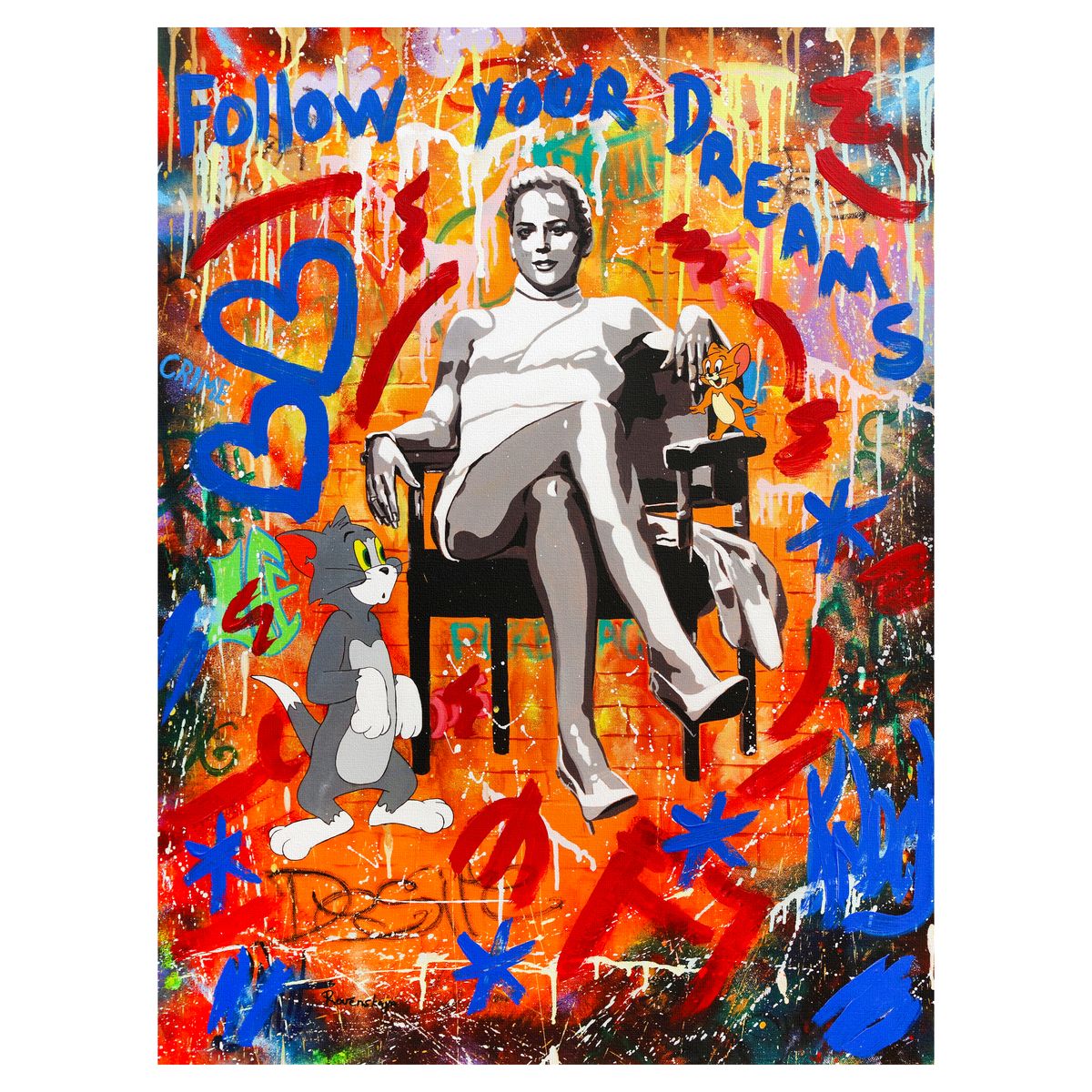 Nastya Rovenskaya- Mixed Media on Canvas "Basic Instinct"