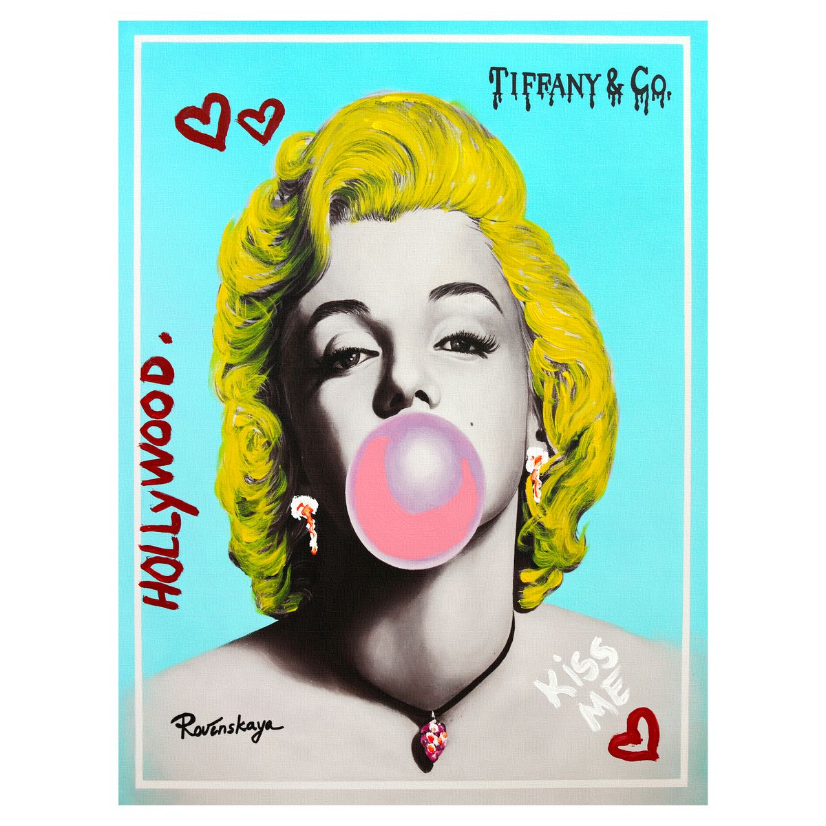 Nastya Rovenskaya- Mixed Media on Canvas "Bubble Gum"