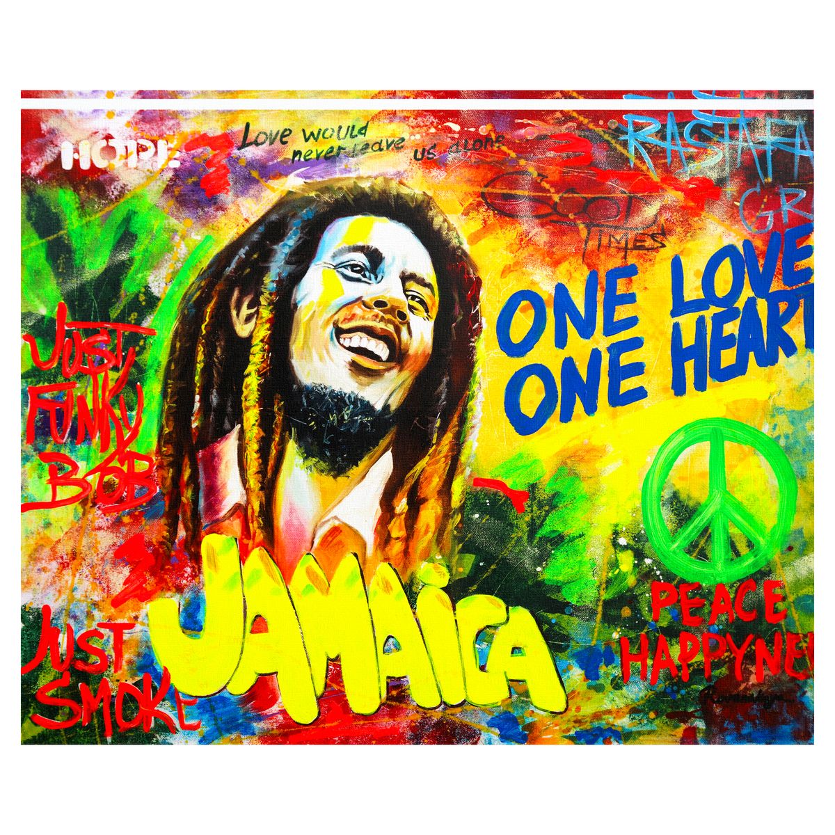 Nastya Rovenskaya- Mixed Media on Canvas "Bob Marley"