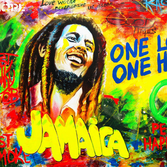 Nastya Rovenskaya- Mixed Media on Canvas "Bob Marley"