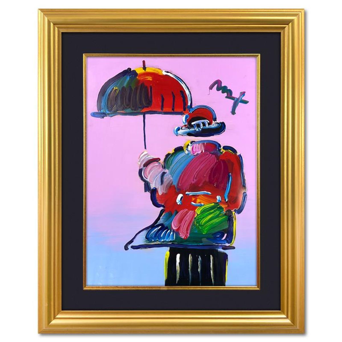 Peter Max-Acrylic Mixed Media "Umbrella Man"