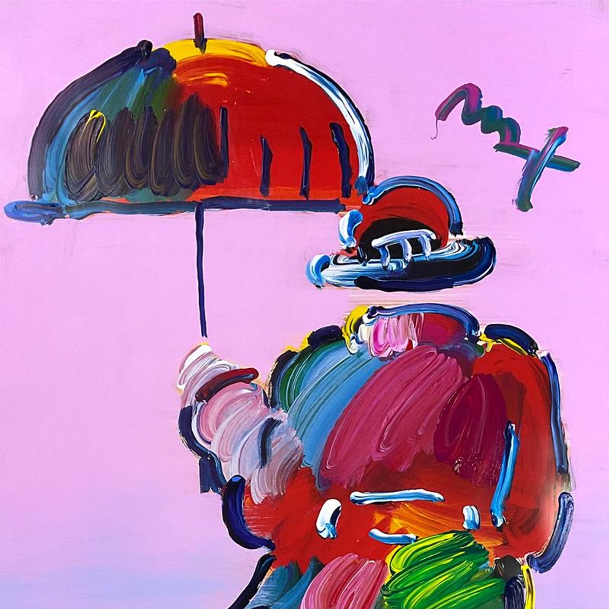 Peter Max-Acrylic Mixed Media "Umbrella Man"