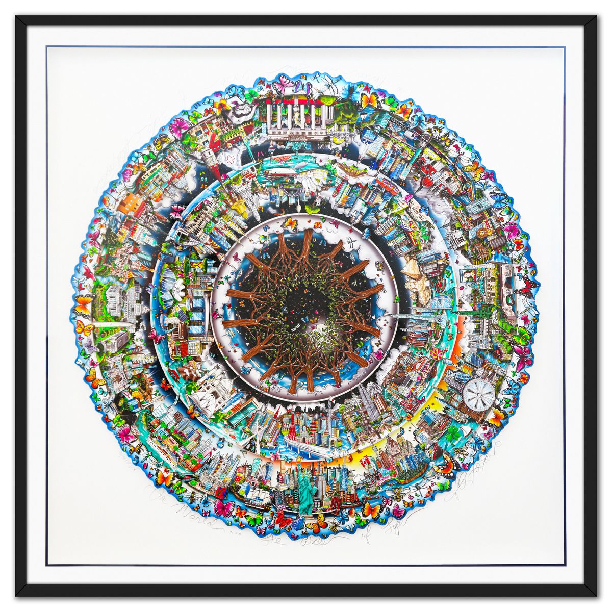 Charles Fazzino- 3D Construction Silkscreen Serigraph "One World …The Circle of Life"