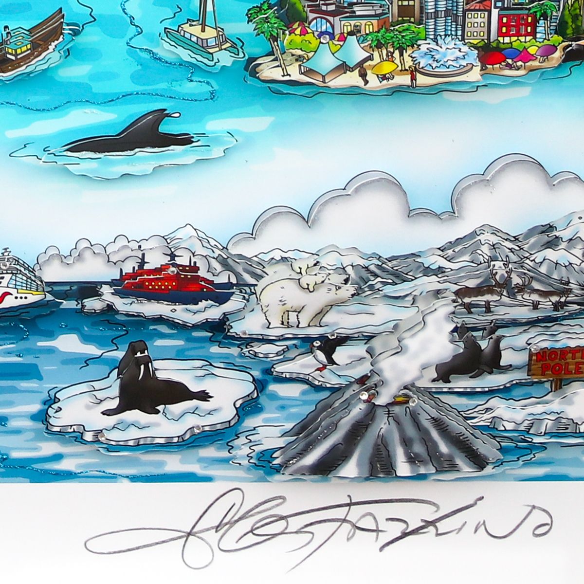 Charles Fazzino- 3D Construction Silkscreen Serigraph "A World for US"