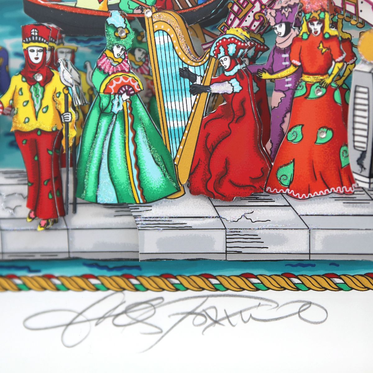 Charles Fazzino- 3D Construction Silkscreen Serigraph "Colorful Carnival in Venice"