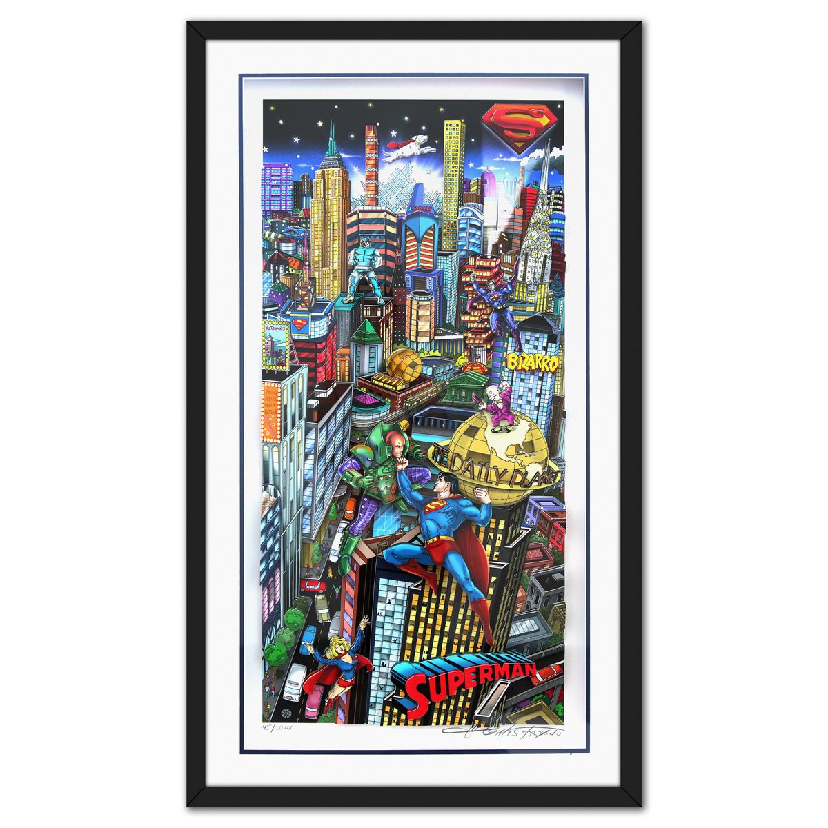 Charles Fazzino- 3D Construction Silkscreen Serigraph "It’s A Bird …It’s A Plane…It’s Superman"