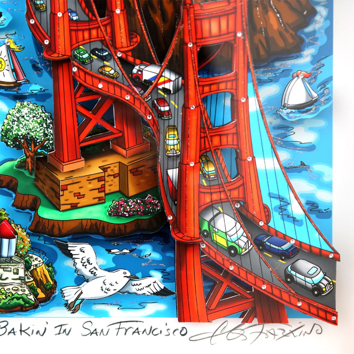 Charles Fazzino- 3D Construction Silkscreen Serigraph "Shakin’ & Bakin’ in San Francisco"